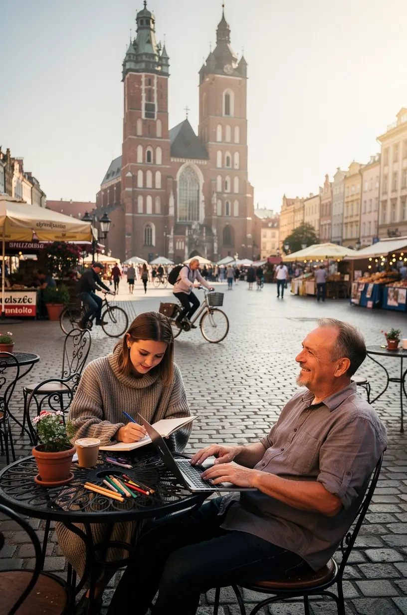 Grupa ludzi podczas warsztatów, uczących się technik redukcji stresu w codziennym zabieganiu.